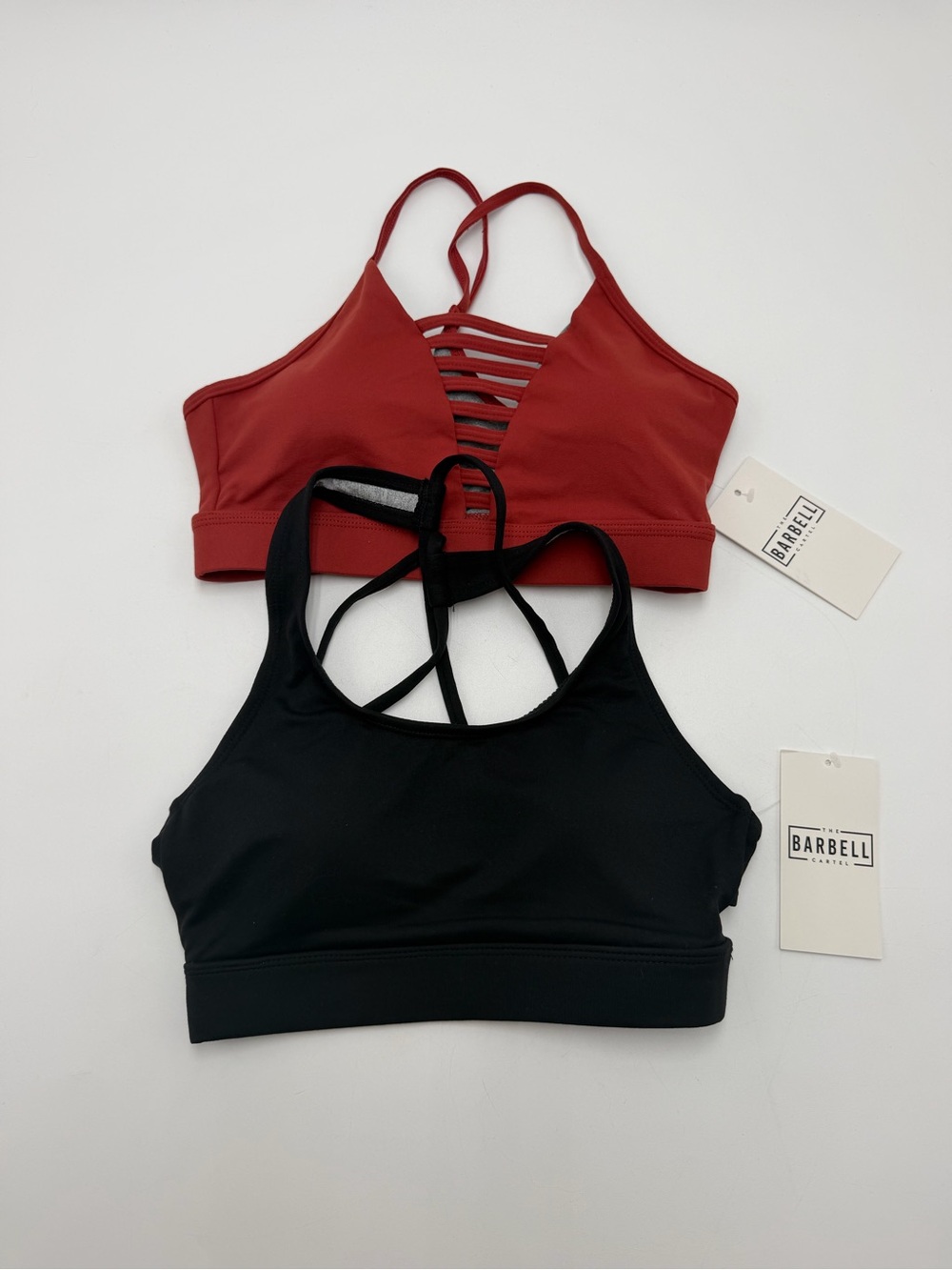 The Barbell Cartel Sports Bra Lot 2 NWT XS & Small Strappy Black Red